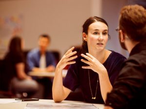 Picture of a woman conducting an interview