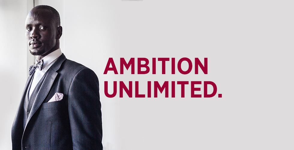 Image of Ambition Unlimited ad campaign featuring Deng Adut